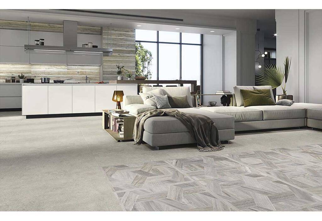 notranje keramične ploščice v dnevni sobi